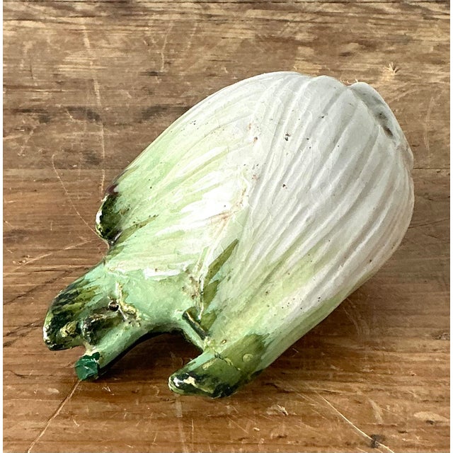 Vintage Boho Italian Glazed Ceramic Fennel For Sale - Image 4 of 7