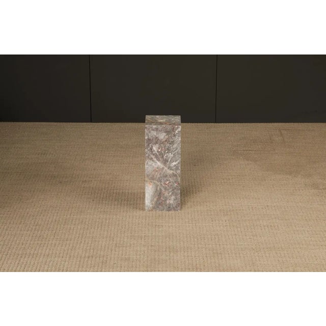 1980's Post-Modern Pink and Grey Exotic Marble Column Pedestal For Sale - Image 12 of 15