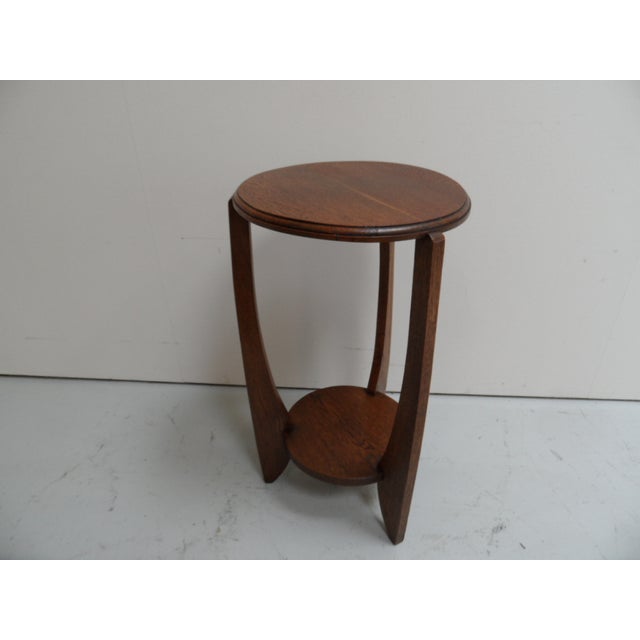 Art Deco Round Oak Side Table, 1890s For Sale - Image 6 of 9