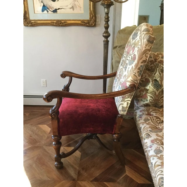 Late 20th Century Renaissance Custom Upholstered Arm Chair For Sale - Image 4 of 7