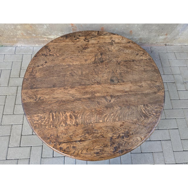 Large Mid-Century Round Oak Coffee Table, 1970s For Sale - Image 10 of 16