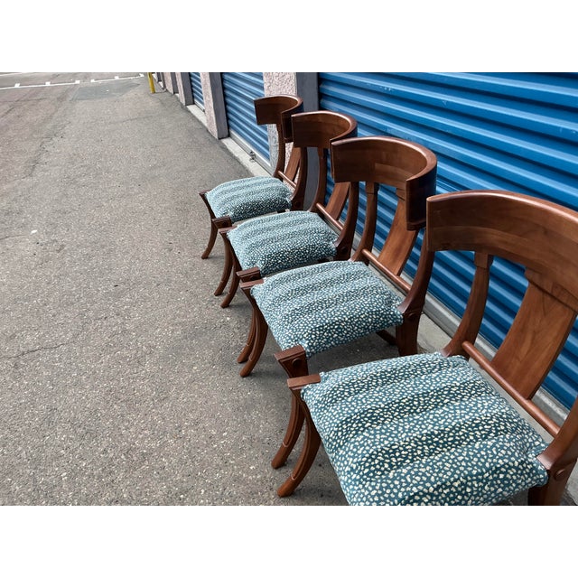 Mid-Century Modern Klismos Style Dining Chairs With Upholstered Seats- Set of 4 For Sale - Image 3 of 9
