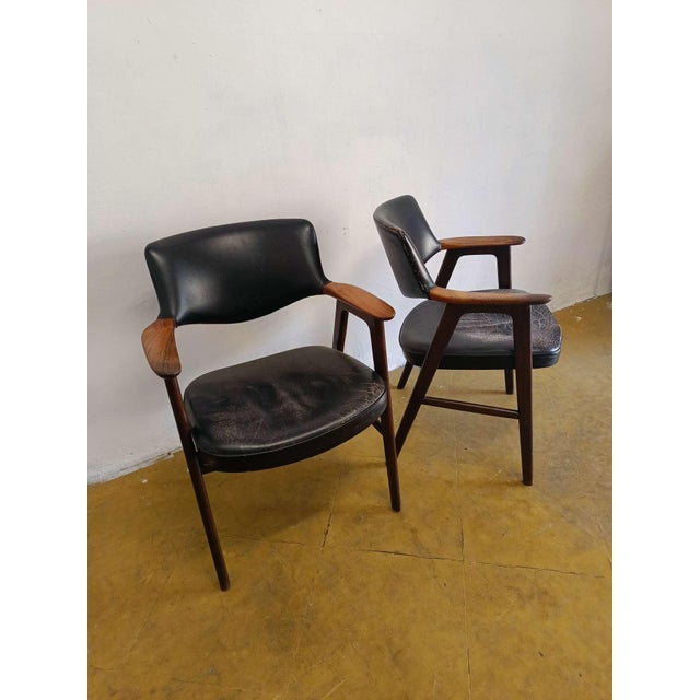 Mid-Century Modern Vintage Danish Chairs in Teak by Erik Kirkegaard, 1950s, Set of 2 For Sale - Image 3 of 6