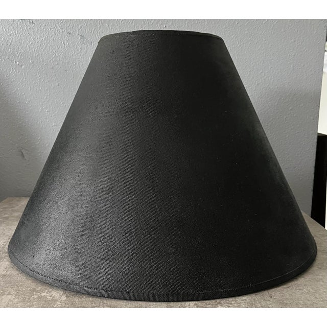 Large Mid Century Modern Textured Statement Black Lampshade For Sale In Jacksonville, FL - Image 6 of 6