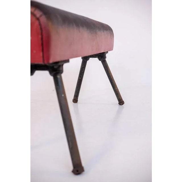 Metal Italian Red Leather and Iron Gymnastic Horse For Sale - Image 7 of 15