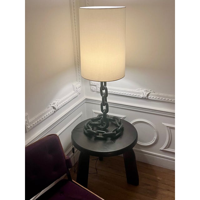 Imposing steel chain lamp from the 70s, in the purest brutalist style, new electricity, E27 screw socket. Height of the...