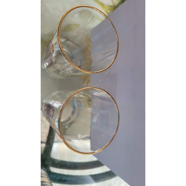 Glass Vintage Set of 4 B. Brian Atwater 1920s Ladies Golf Motif Highball Barware Glasses Gold Trim For Sale - Image 7 of 12