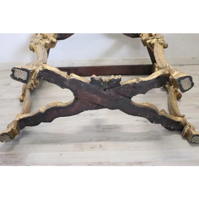 Antique Carved and Gilded Wood Console Table with Marble Top, 18th Century For Sale - Image 9 of 17