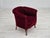 1960s, Danish lounge chair in cherry-red furniture velour. Original very good condition: no smells and no stains. Beech...