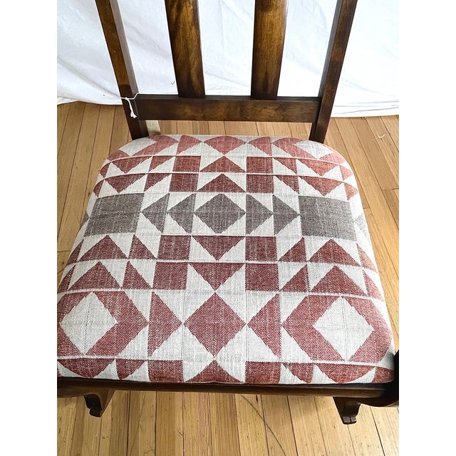 Late 19th Century Vintage Empire Style Parlor Rocking Chair – Newly Reupholstered For Sale - Image 5 of 6