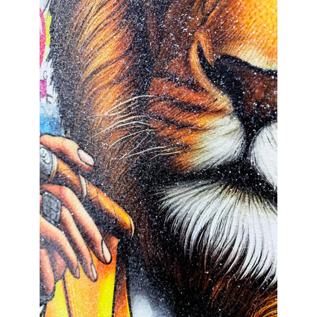 Contemporary Jozza, Yellow Rolex!, Huge Original Painting With Diamond Dust, 60x48 Inches, Lion, 2026 For Sale - Image 3 of 4
