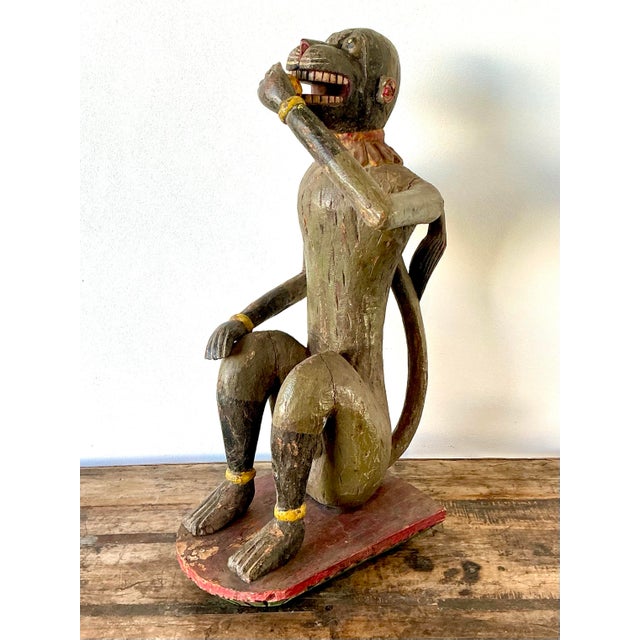 Vintage Monumental Hand Carved Monkey For Sale - Image 11 of 12