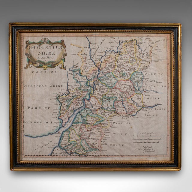 English Antique Gloucestershire Map, Atlas, English, Robert Morden, Cartography, c.1700 For Sale - Image 3 of 12