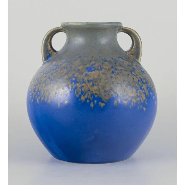 Villeroy & Boch, Luxembourg. Large ceramic vase with two handles. Classic form. Hand-glazed. Glaze in blue and greenish...