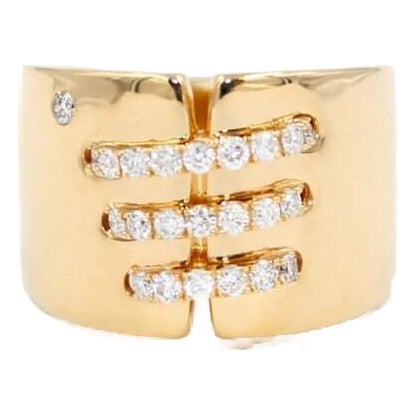 Brilliant Cut Diamond Pave Seams Line Cross Chunky Cocktail Statement Cigar Band, Size 6.5 For Sale