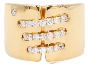 Brilliant Cut Diamond Pave Seams Line Cross Chunky Cocktail Statement Cigar Band, Size 6.5