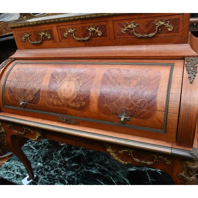 French Empire Roll Top Desk, 1860 For Sale - Image 4 of 12