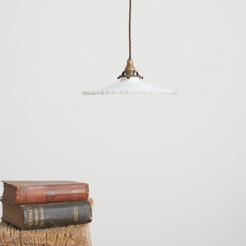 Glass French Coolie Milk Glass Pendant Light, 1930s For Sale - Image 7 of 7