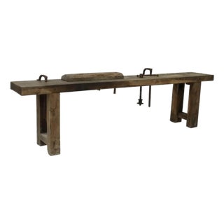 19th Century Antique Rustic Craftsman's Workbench Console Table For Sale