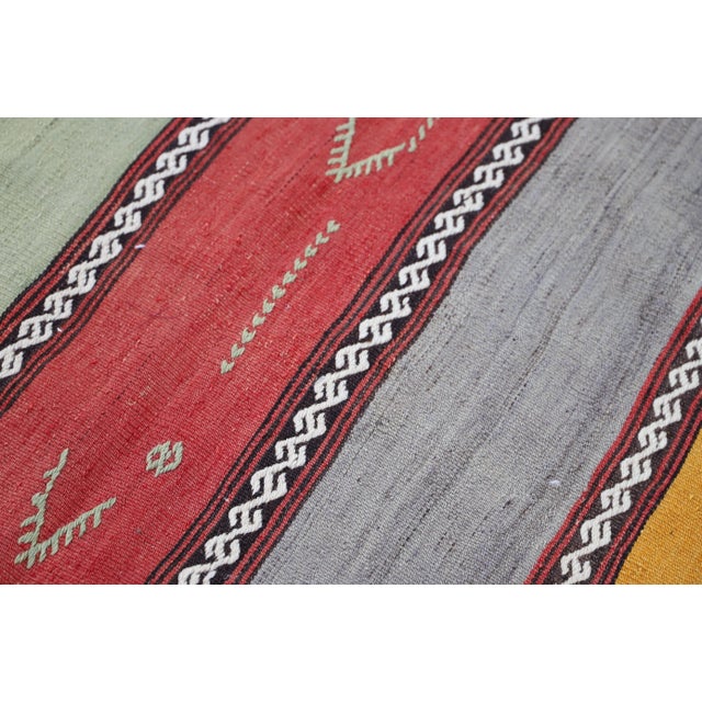 1960s Turkish Oushak Rug With Stripe Patterns For Sale - Image 4 of 9