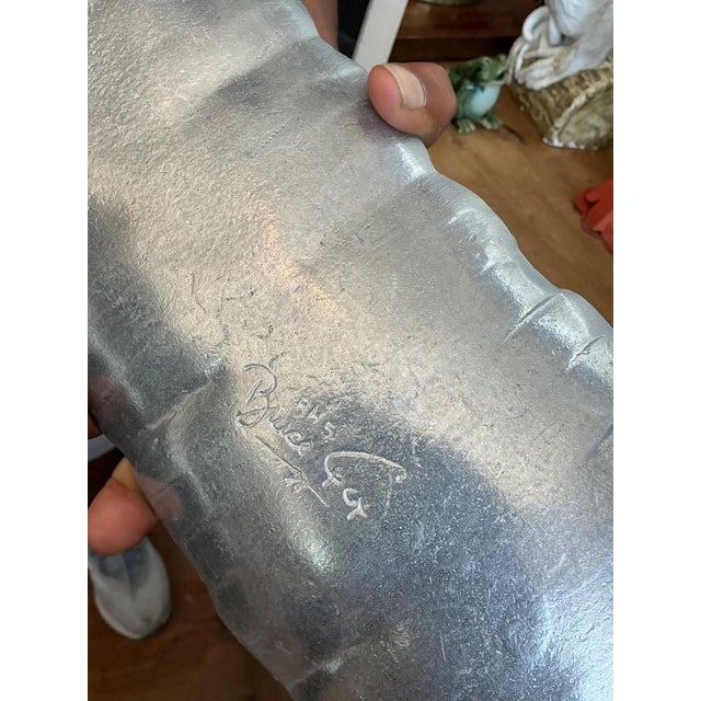 Vintage Bruce Fox Aluminum Banana Leaf Platters - Set of 2 For Sale - Image 10 of 17