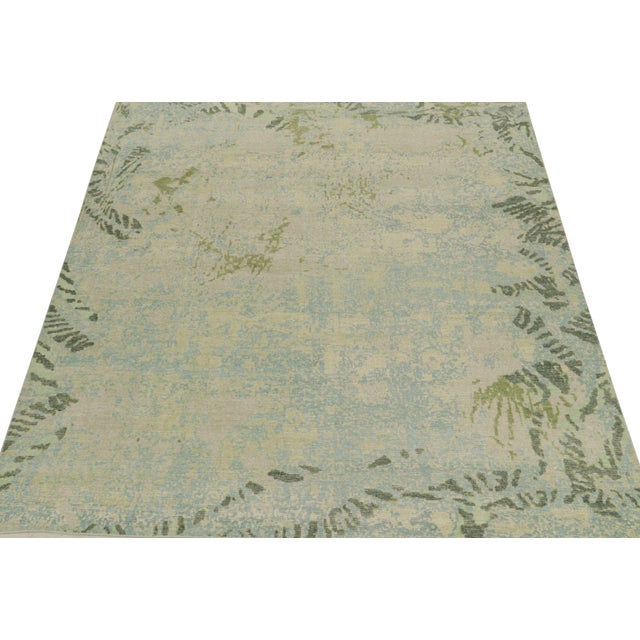 2010s Rug & Kilim’s Distressed Style Abstract Rug in Blue, Gray and Green Pattern For Sale - Image 5 of 7