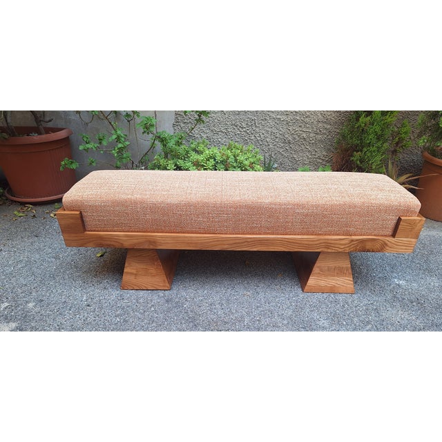 2000 - 2009 Bench with Pyramid Legs and Stain-Resistant Multi-Color Fabric from Artigianato Italiano, 2000s For Sale - Image 5 of 7