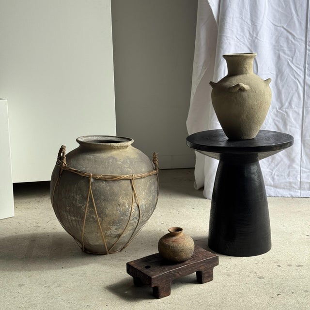 Side Table in Black Mango Wood with Minimalist Conical Base, 1980s For Sale - Image 10 of 11