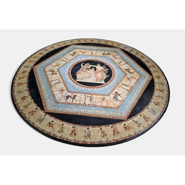 20th Century Italian Round Marble Table with Hand-Painted Classical Greek, 1920 For Sale - Image 11 of 13