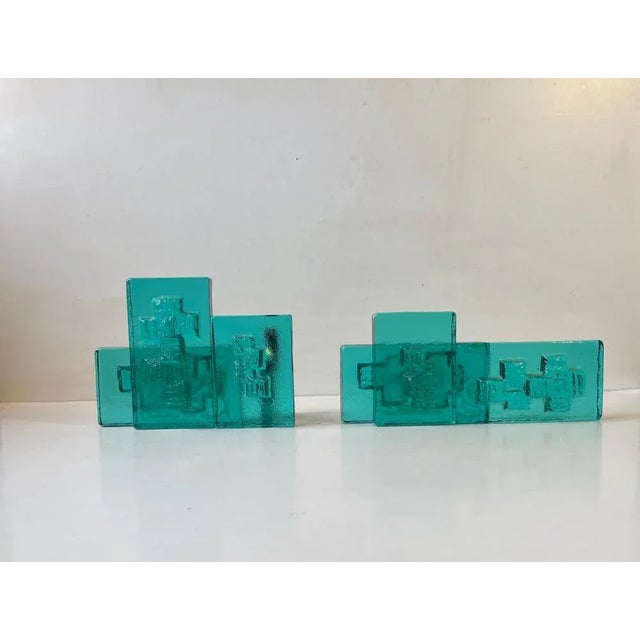 Mid-Century Tea Light Candleholders in Blue Glass, 1970s, Set of 2 For Sale - Image 9 of 9