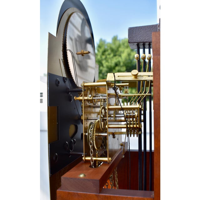 Traditional Hermle Alexandria Grandfather Clock Cherry Wood Moon Phase Westminster Chime For Sale - Image 3 of 15