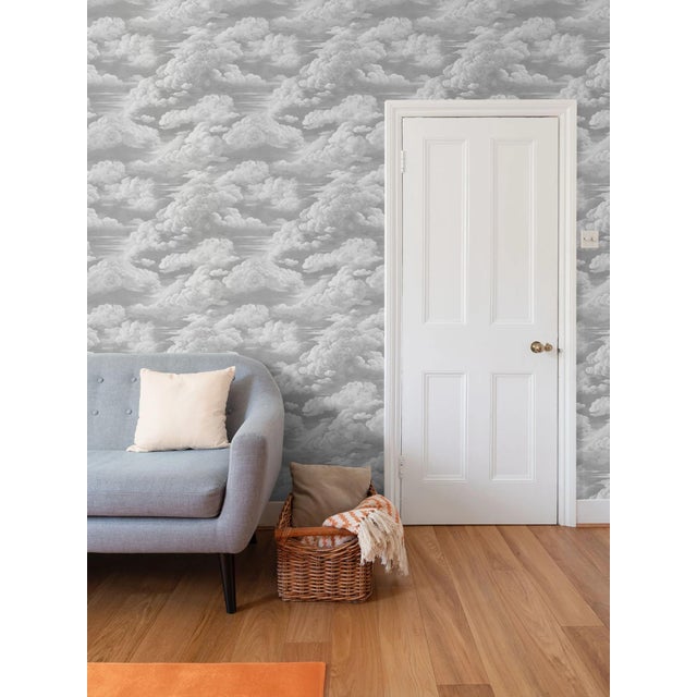 2020s Kipling Clouds Etching Traditional Wallpaper – Vintage Gray Sample For Sale - Image 5 of 7