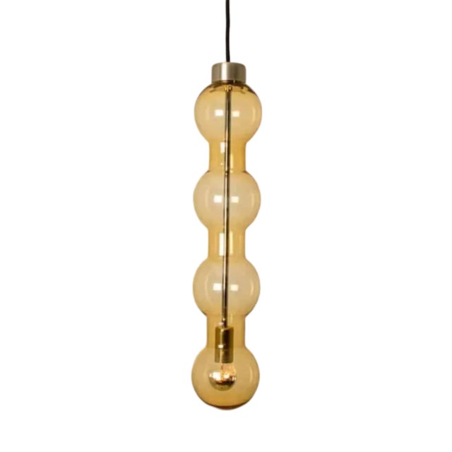 Glass Amber Pendant Light, 1960s For Sale