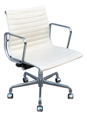 Mid-Century Herman Miller Eames Aluminum Group Management Chair in Ivory Leather