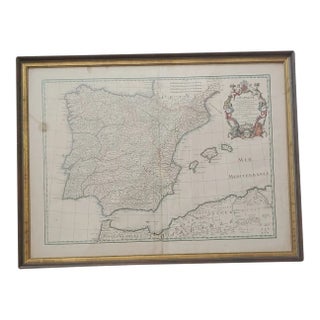 Antique Guillaume De l'Isle L' Espagne 1701 Map For Sale