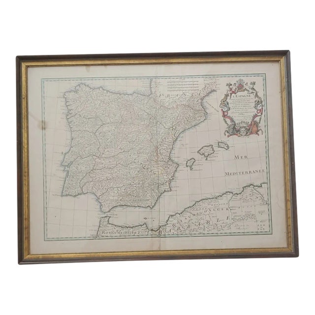 Antique Guillaume De l'Isle L' Espagne 1701 Map For Sale