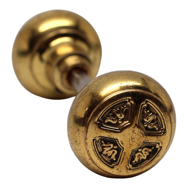 Pair of Polished Brass Door Knobs For Sale
