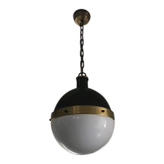Hicks Large Black & Brass Pendant Light For Sale