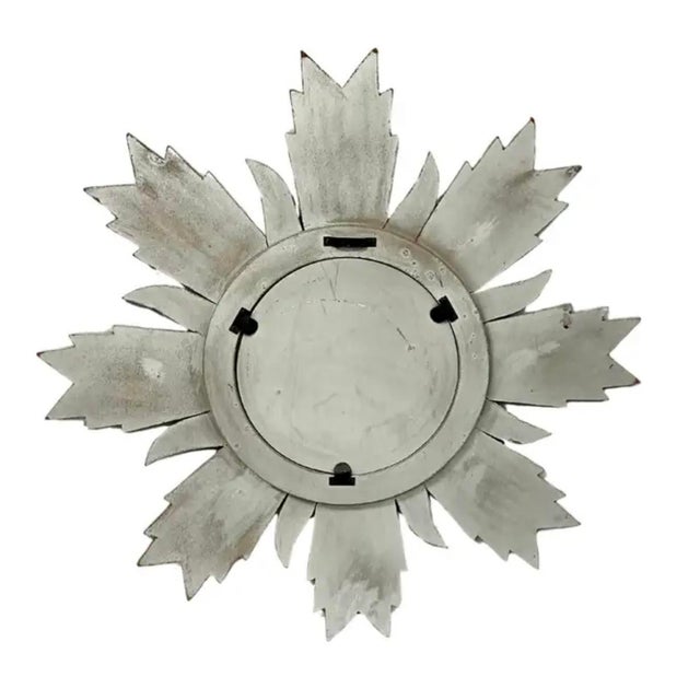 Silver Wooden Sunburst Mirror For Sale In Tampa - Image 6 of 7