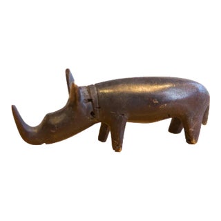 Vintage African Rhino With Dark Patina For Sale