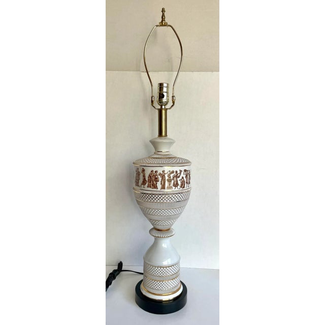 Metal Pair of 1950's Fiorentine Italian Neo-Classical Porcelain Lamps For Sale - Image 7 of 13