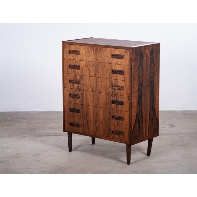 Beautiful six-drawer chest of drawers designed by Børge Seindal for P. Westergaard Møbelfabrik, Silkeborg, Denmark, in the...