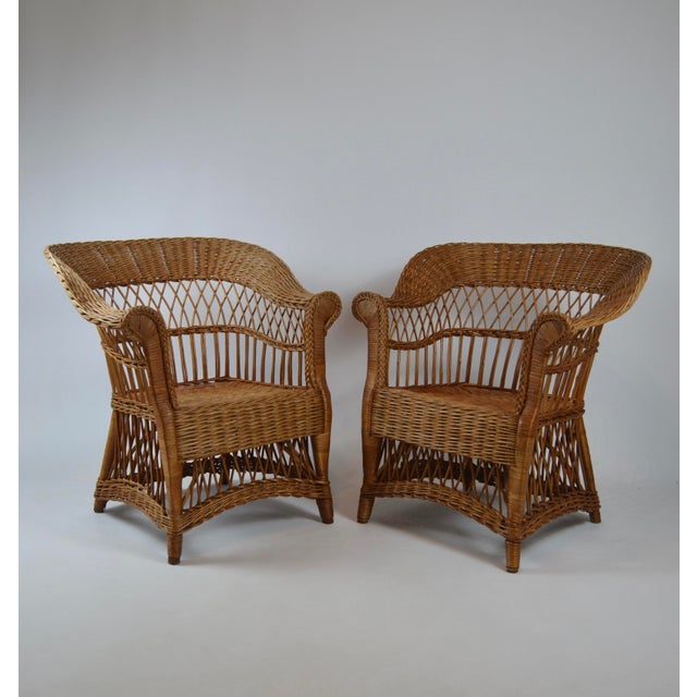 20th Century Wicker Armchairs with Rolled Arms, 1920, Set of 2 For Sale - Image 6 of 18