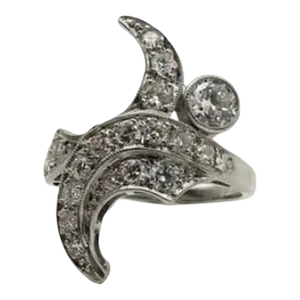 1950's Platinum Organic Motif Multi-Diamond Ring Size 3.5