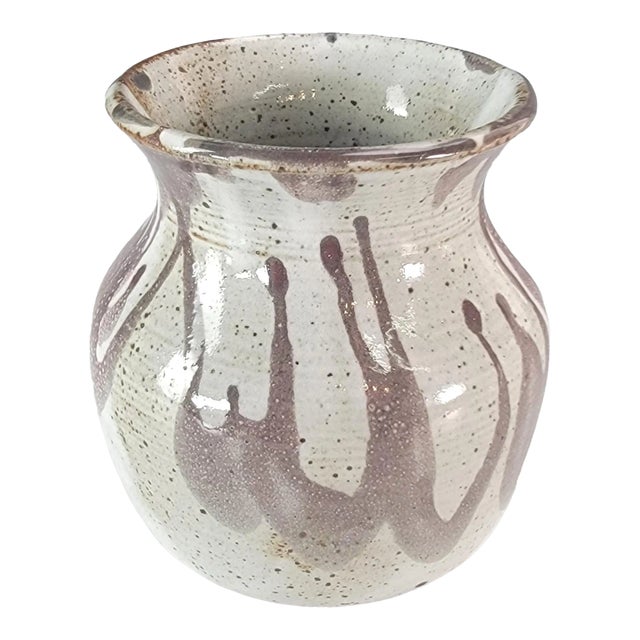 American Wheel Thrown Studio Art Pottery Raku Vase 5 In For Sale