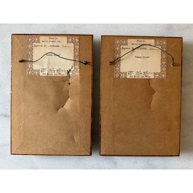 Pair of Mid Century Framed Roman Medallions or Coins For Sale - Image 11 of 13