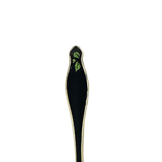 Black Enamel and Gilt Silver Teaspons by Gustav Hellstrøm, Norway, 1890s, Set of 12 For Sale - Image 8 of 11