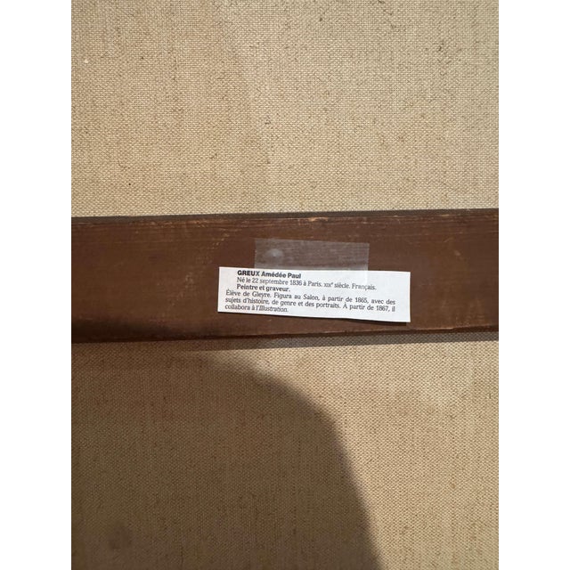 19th C. Genre Oil on Canvas Painting in Giltwood Frame Signed Amédée Greux For Sale - Image 11 of 11