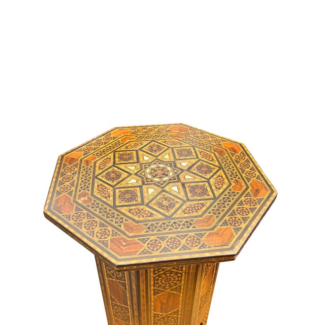 Vintage Moroccan Indian Style Inlay Accent Side or End Table Great piece lots of inlay work.