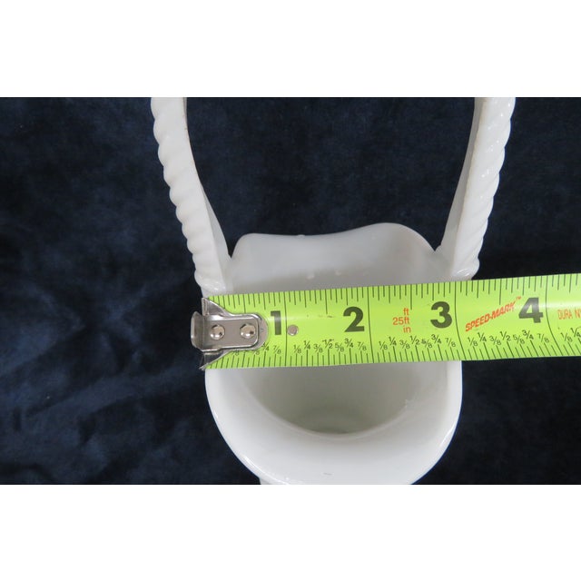 White Westmoreland White Milk Glass Daisy Design Basket Vase With Handle For Sale - Image 8 of 12